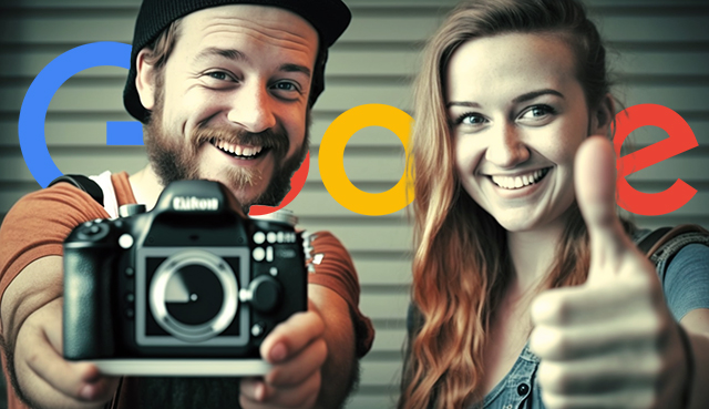 Två videografer tummen upp Googles logotyp