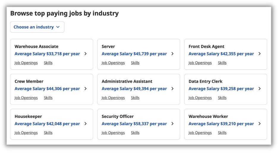 indeed salary comparisons homepage