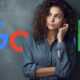 Kvinna Jean Shirt Google Logotyp
