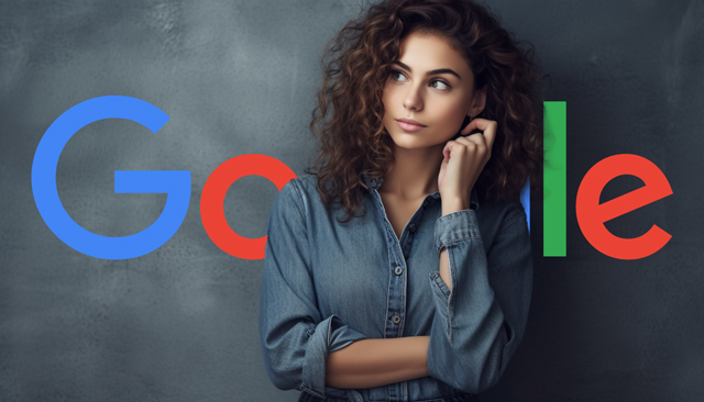 Kvinna Jean Shirt Google Logotyp