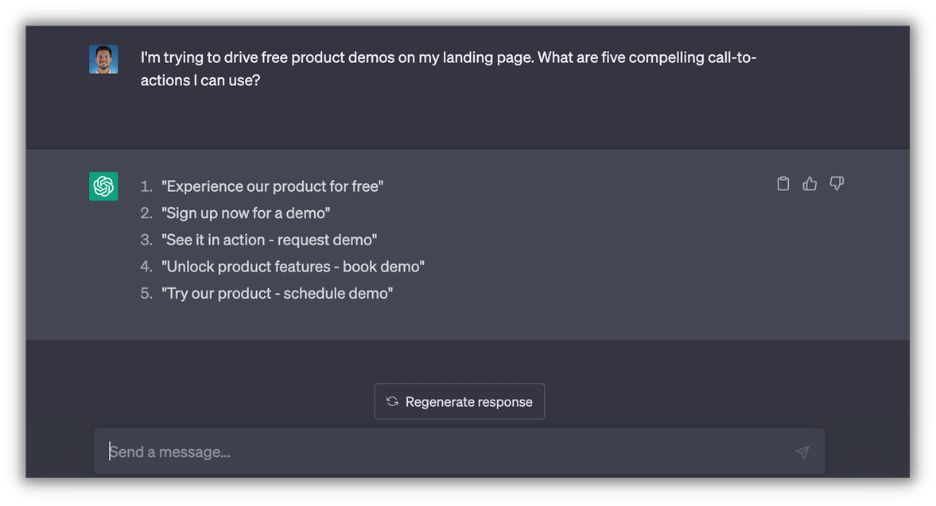chatgpt prompt for calls to action examples