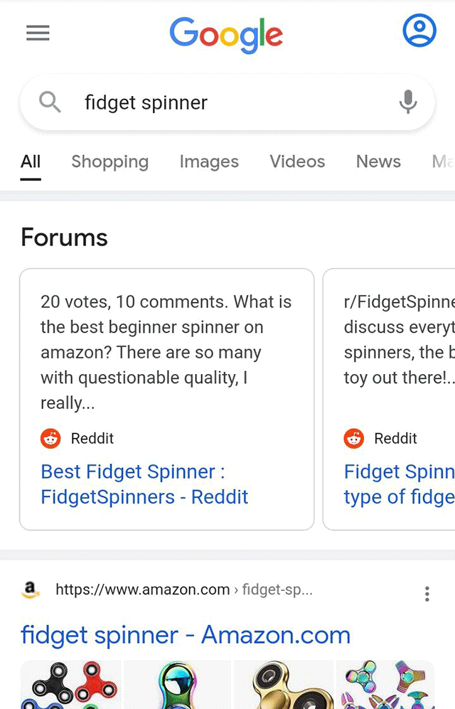 Google Search Forums Carousel