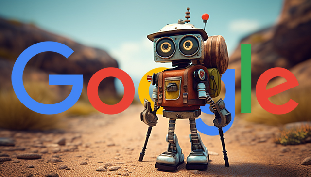 Robot Hiking Google Logo