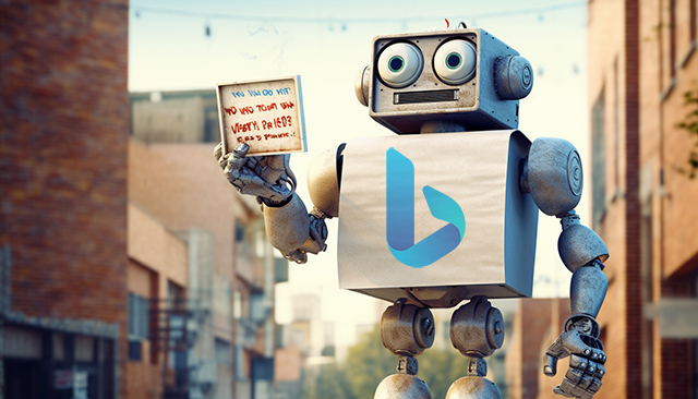 Bing Robot Holding Ads