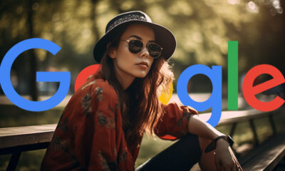 Woman Thinking Park Bench Google Logo