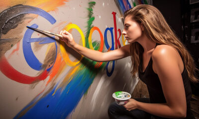 Woman Painting Google Logo