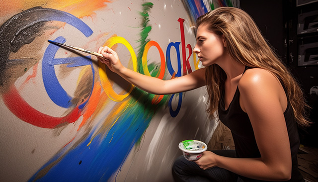 Woman Painting Google Logo