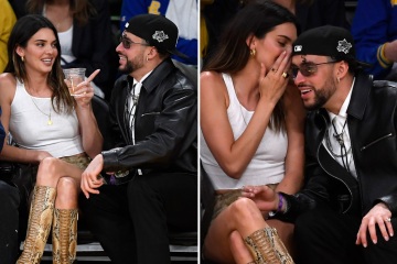 Kendall and Bad Bunny whisper and cuddle at Lakers game in steamy new pics