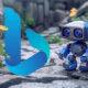 Blue Robot Bing Logo Flowers