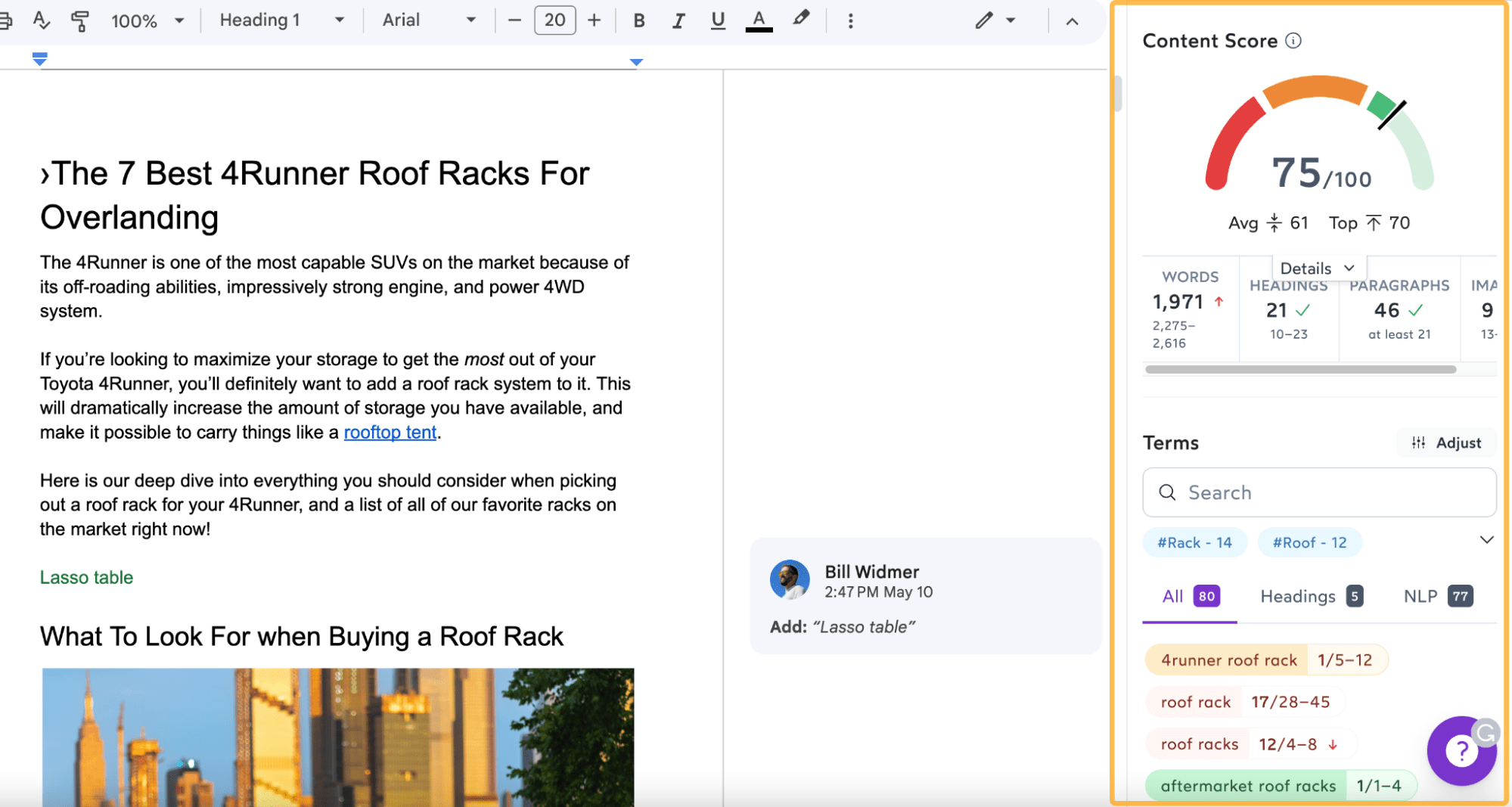 SurferSEO Google Doc integration