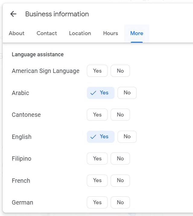 Google Business Profiles Language Assistance