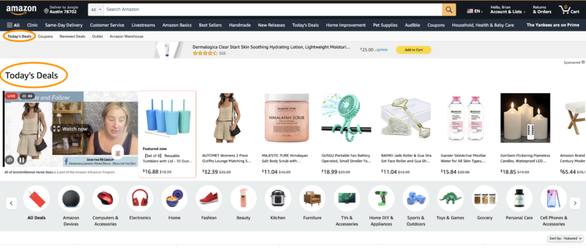 Shopify vs. Amazon FBA - amazon today's deals screenshot