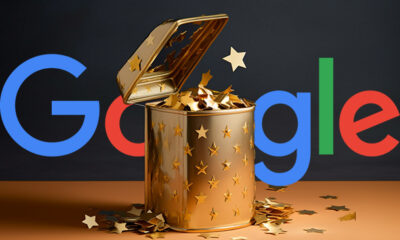 Wohltätigkeitsbox gefüllt mit Sternen-Google-Logo