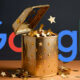 Välgörenhetslåda fylld med stjärnor från Googles logotyp