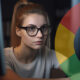 Woman Watching Video On Screen Google Logo