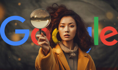 Woman Magnifying Glass Air Google Logo