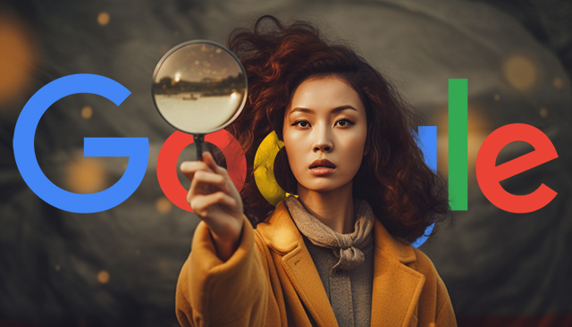 Woman Magnifying Glass Air Google Logo