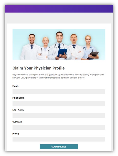 doctor review sites - physician profile builder on vital example
