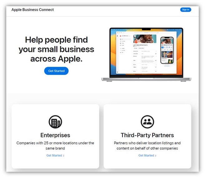 doctor review sites - apple business connect example