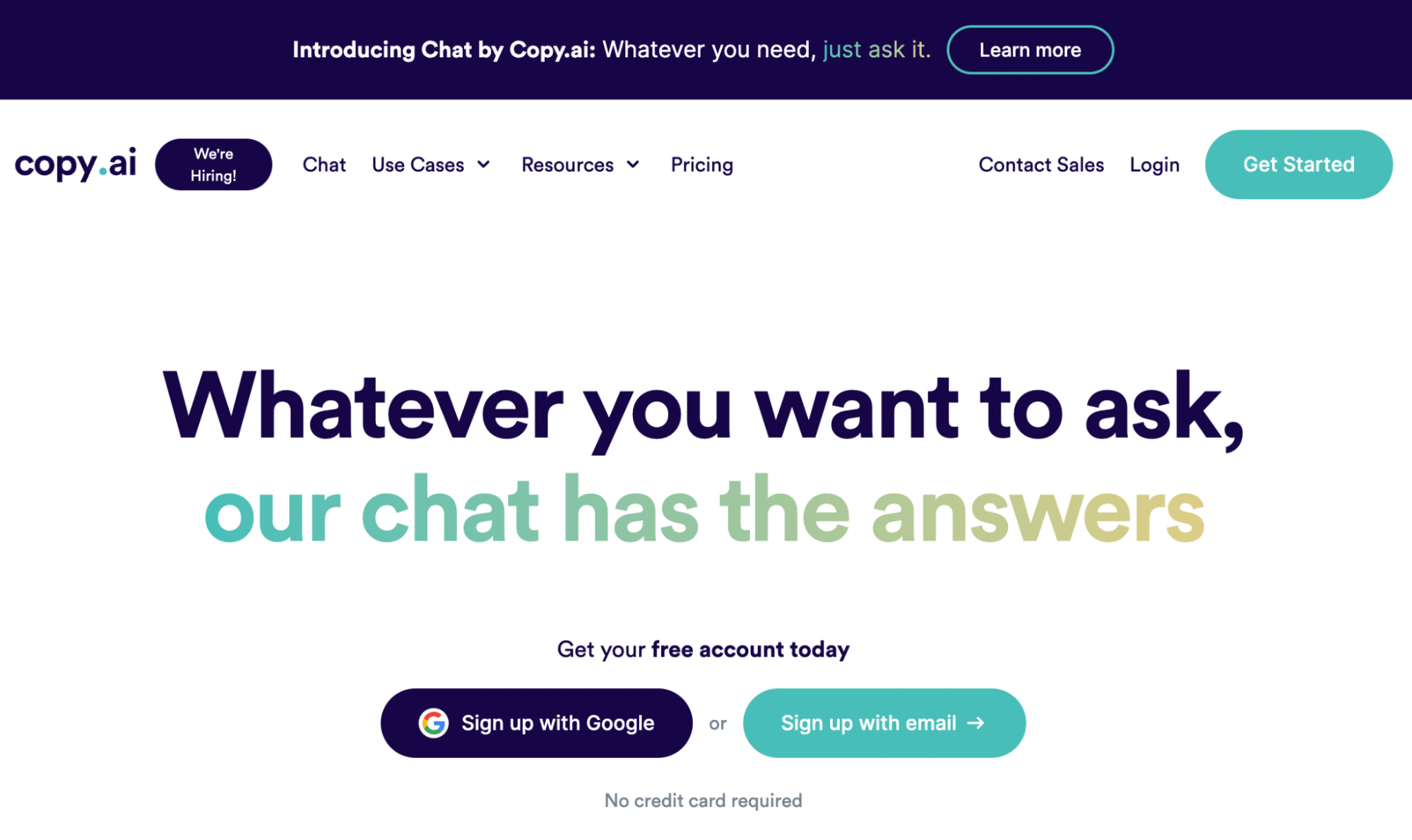 Copy.ai homepage