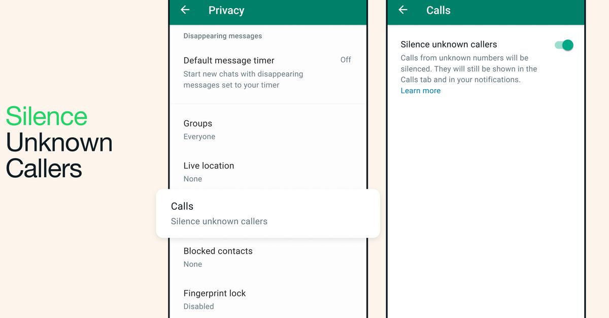 WhatsApp can now silence calls from unknown numbers