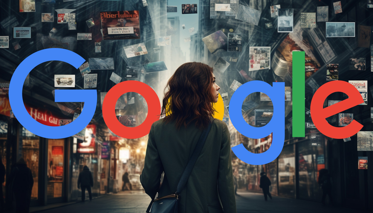 Woman Overwhelmed Ads Google Logo