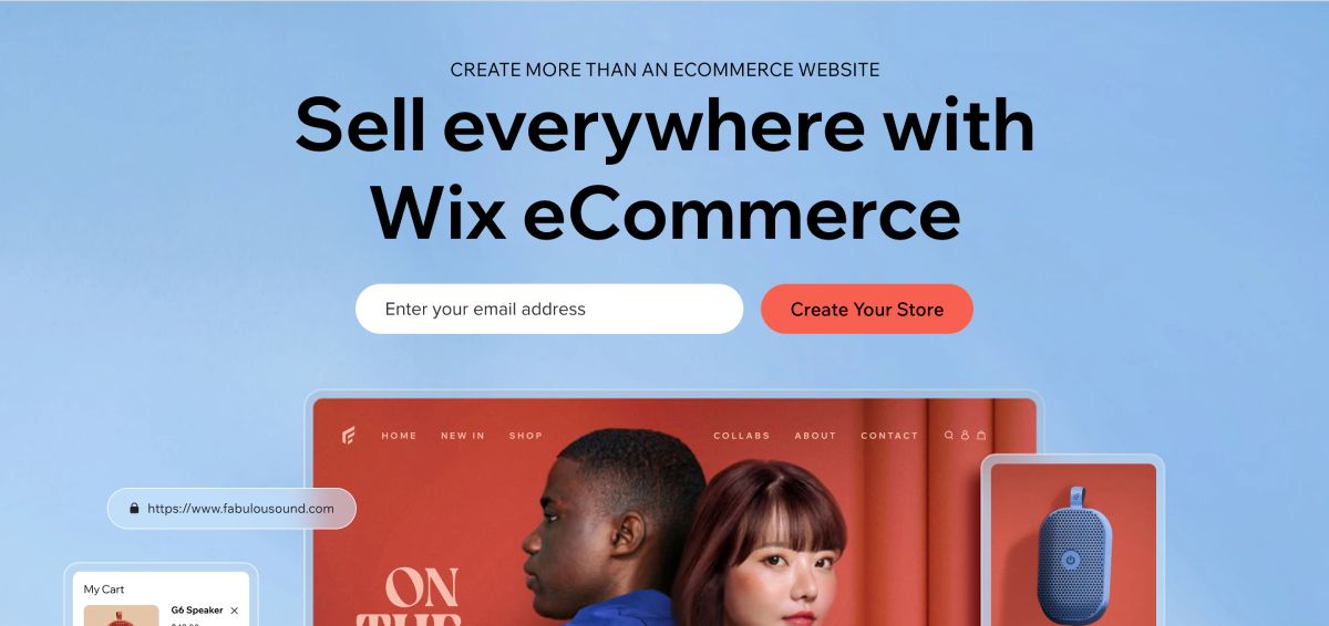 Wix's eCommerce webpage