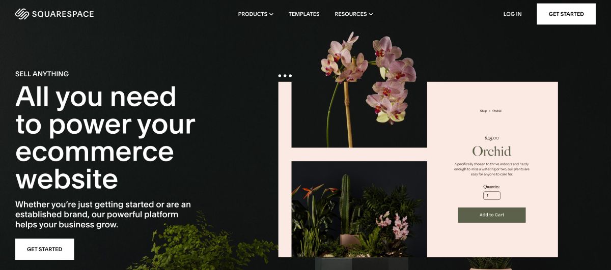 Squarespace's eCommerce website builder webpage