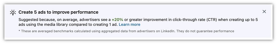 linkedin remarketing - linkedin ads recommendation screenshot