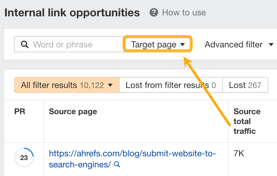 Finding important pages to add internal links to
