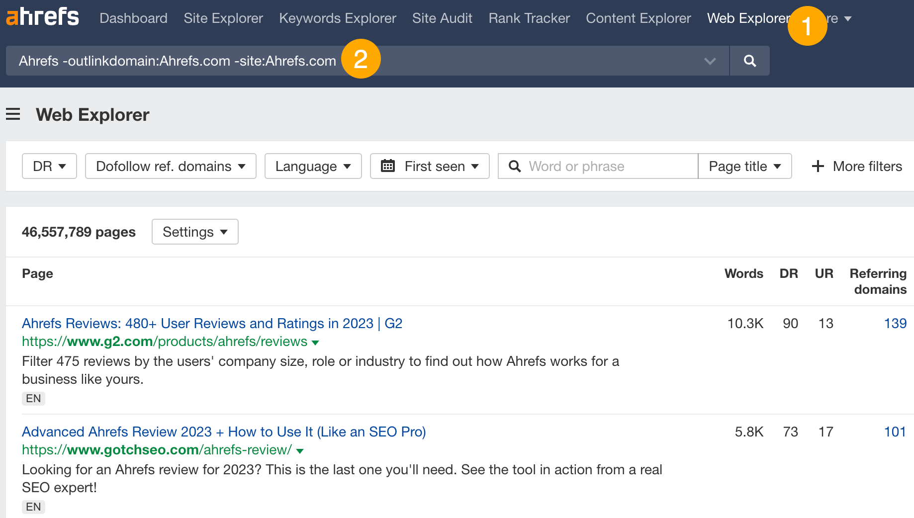 How to find unlinked mentions with Ahrefs' Web Explorer
