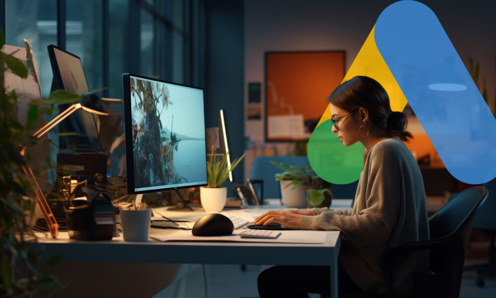 Woman Computer Google Ads Logo