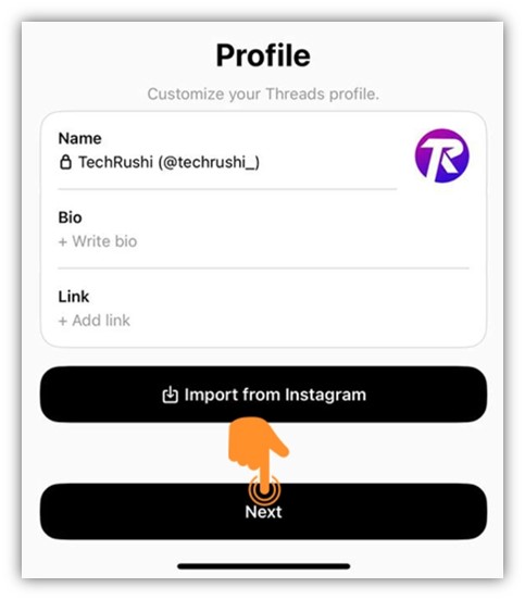 instagram threads - how to create an account on threads screenshot
