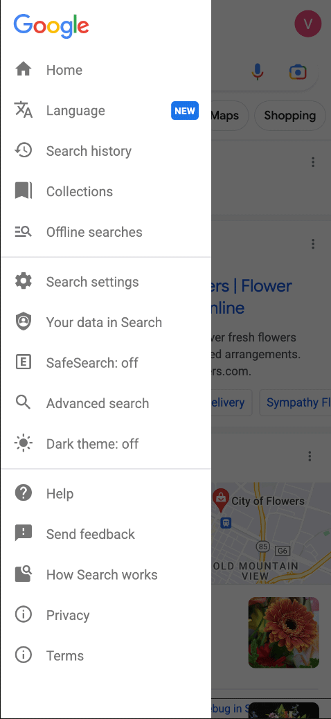 Google Search Mobile Quick Settings