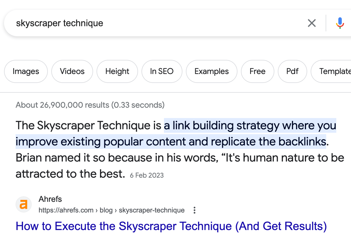 Example of a featured snippet
