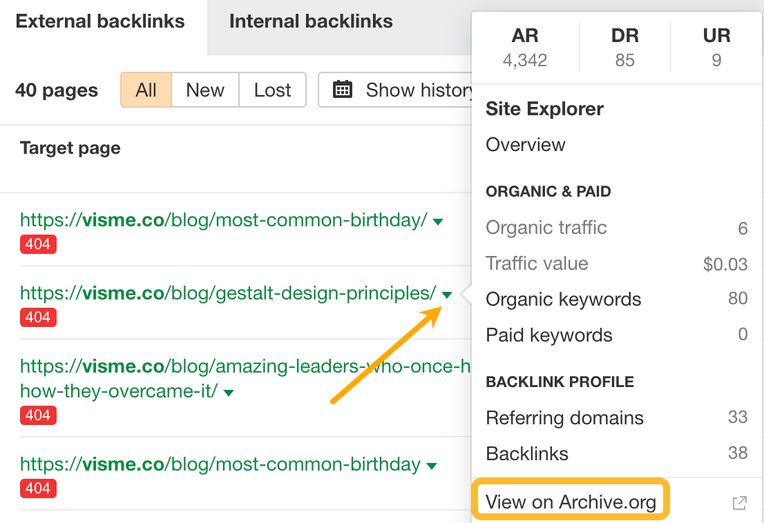 "View on Archive.org" feature
