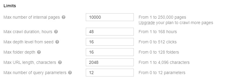 Adjusting crawl limits in Ahrefs' Site Audit