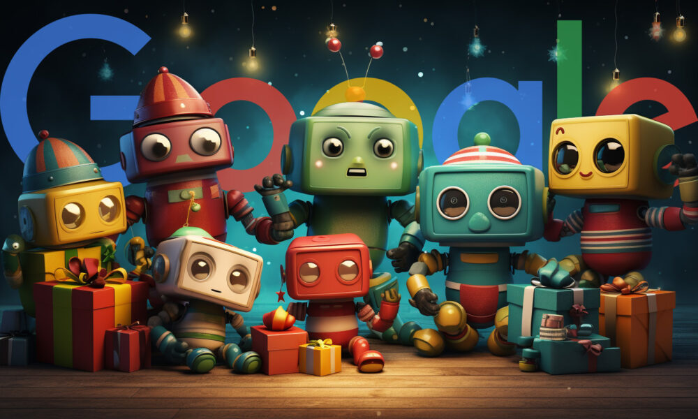 Robots Holiday Gifts Google Logo