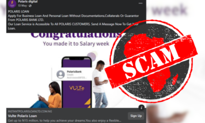 Nigerians, beware of Facebook account impersonating Polaris Bank and offering fake loans
