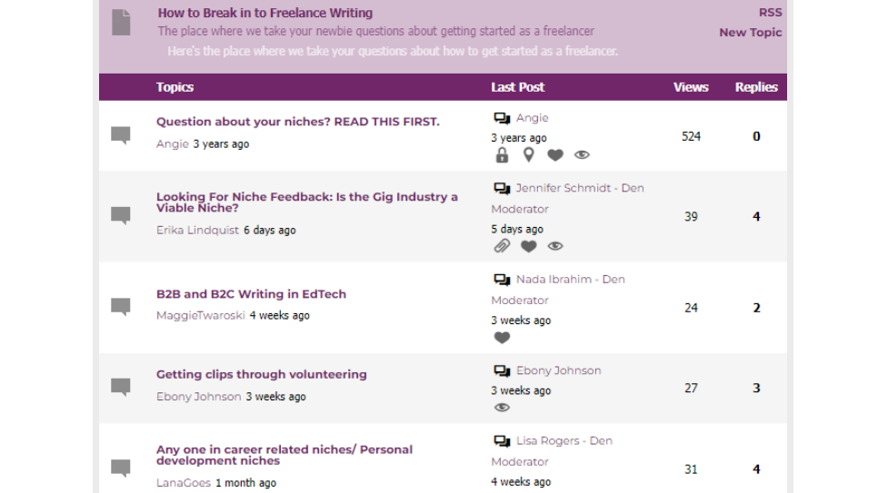 Freelance Writers Den forum