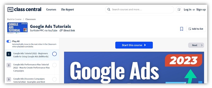 google skillshop - google ads training course on class central example