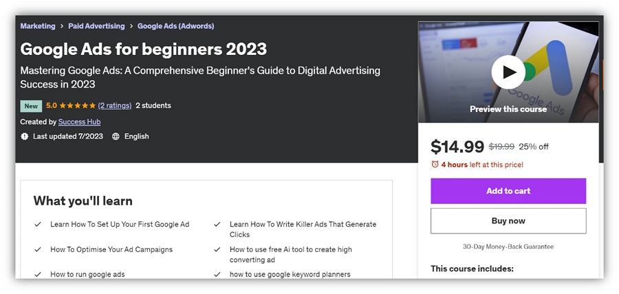 google skillshop - google ads training course on udemy example