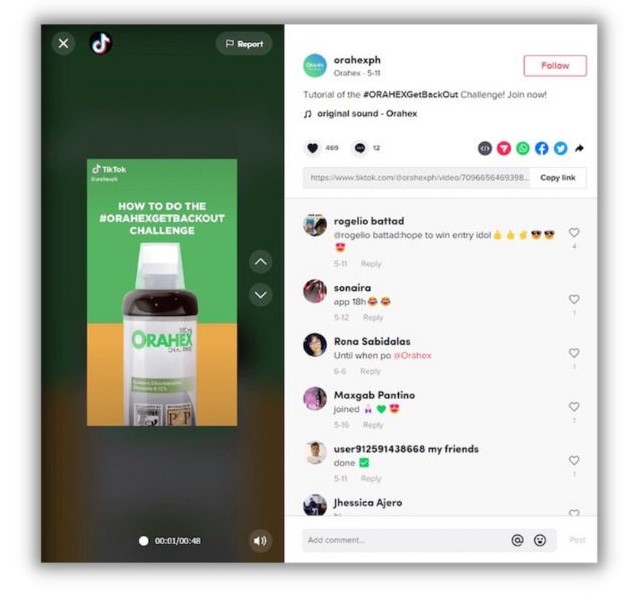 tiktok marketing - example of post with in-text cta