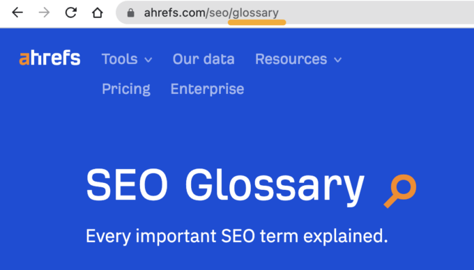 URL slug for our SEO glossary