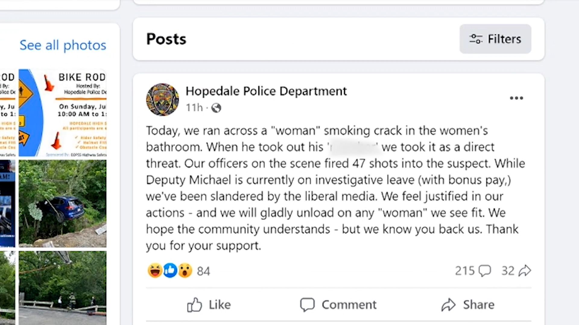 Mass. town says offensive post on police Facebook page was result of hack