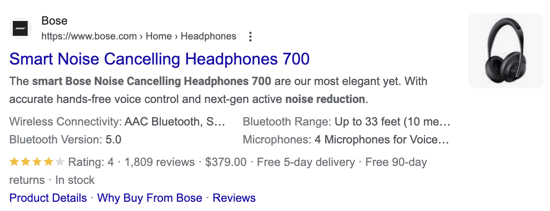 Product rich results example, via google.com
