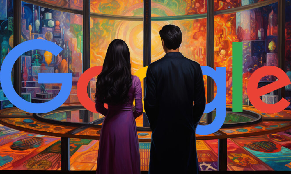 Man Woman Looking Into Future Google Logo