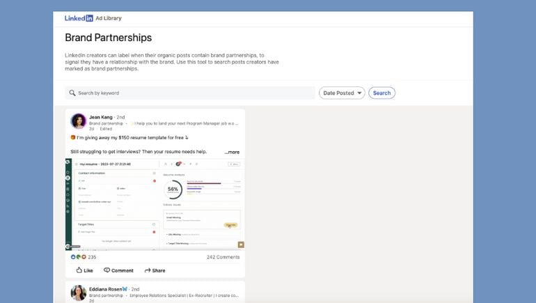 LinkedIn Adds New Branded Content Library, Listing All Influencer Campaigns in the App