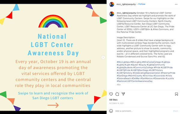 october marketing ideas - national lgbtq center awareness day