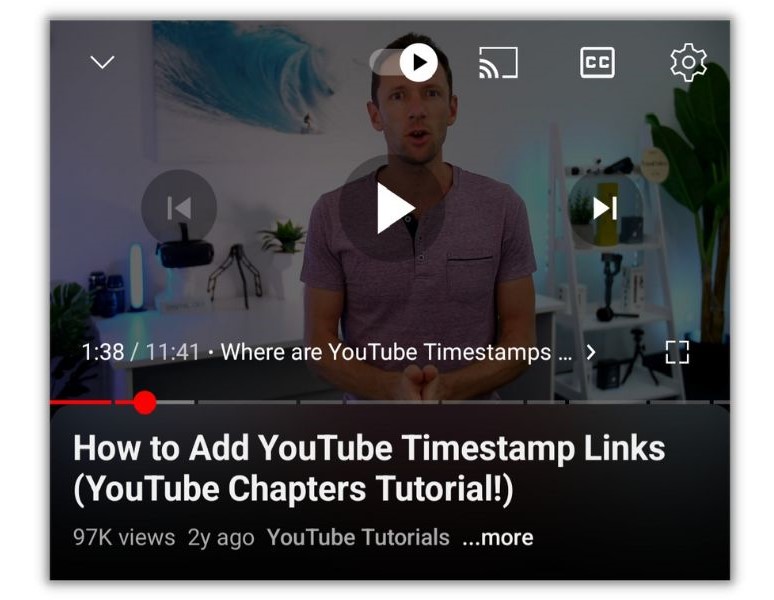 YouTube algorithm - screenshot of a video with timestamps